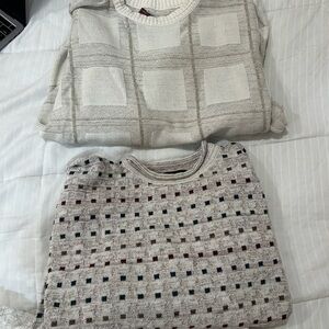 Jantzen Cream and Multicolor Crew Neck Sweaters Cozy Unisex Sweaters